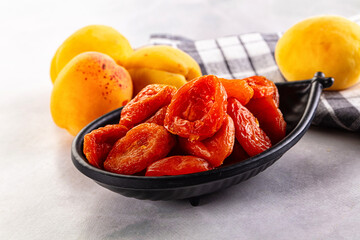 Dry sweet ripe apricots heap