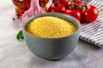 Vegan cuisine - raw dry couscous