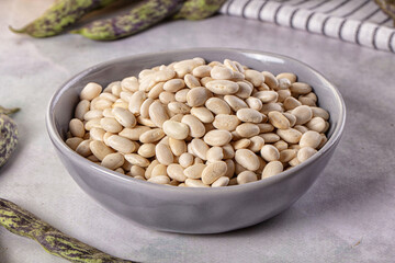Raw dry white beans heap