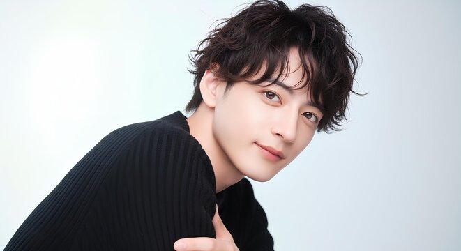 柔らかな笑顔の若い男性ポートレート