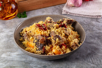 Traditional couscous with lamb and vegetables