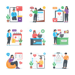 Take your hands on this amazing flat style illustrations set of medical and healthcare