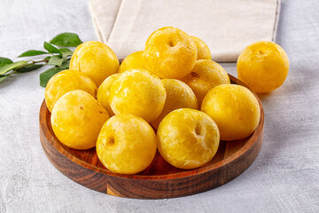 Ripe sweet fresh yellow plum