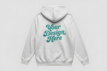 White Hoodie Back View Mockup with Placeholder Text for Apparel Design, hoodie mockup