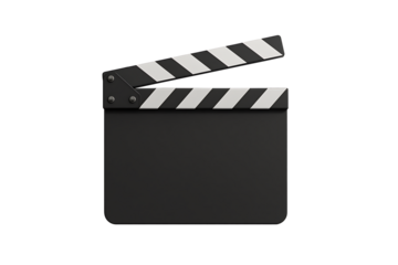 Movie clapperboard isolated on transparent background