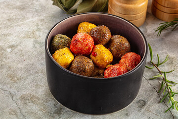 Shanklish cheese with spices in the oil