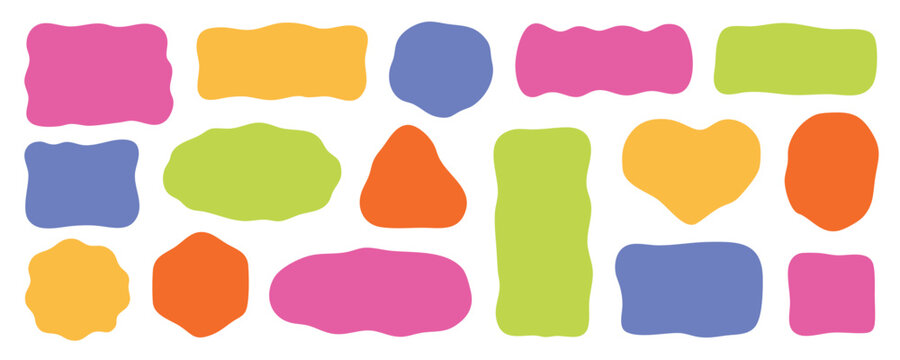 Organic frame, wavy text box and hand drawn  irregular shapes doodle. Abstract geometric doodle border. Empty fluid form. Vector illustration isolated on white background.