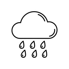 Rain cloud line icon. Weather forecast simple vector symbol.