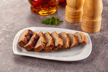 Sliced roasted duck breast fillet