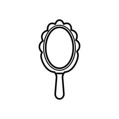 Vintage Hand Mirror Line Icon Vector Graphic 