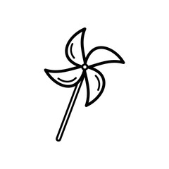 Simple pinwheel toy spinner line icon vector graphic 