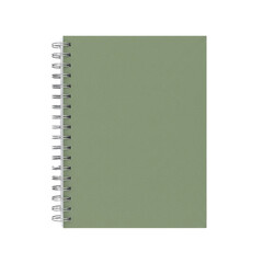 Closed green spiral notebook isolated mockup © PEE PHIBAN