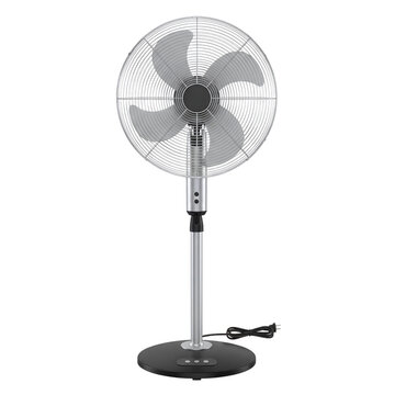 Metal pedestal stand fan isolated on transparent background