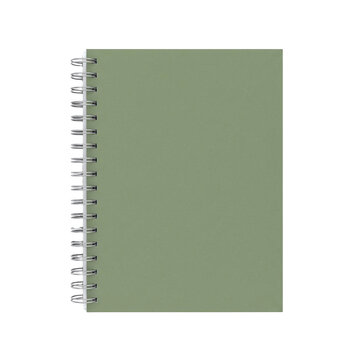 Closed green spiral notebook isolated mockup