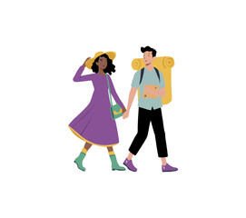Young Adventurous Couple on Vacation Journey