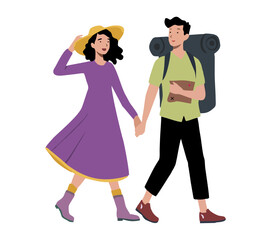 Young Adventurous Couple on Vacation Journey 