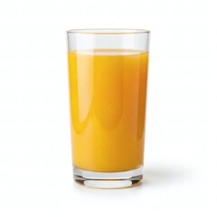 A simple glass of fresh squeezed orange juice isolated on a white background, a healthy and refreshing morning beverage