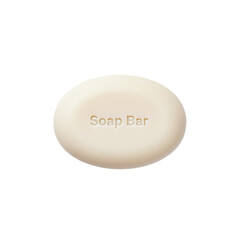 Oval beige soap bar with embossed text