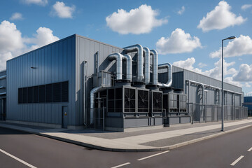 data center exterior, technology campus, secure facility, big data, AI infrastructure, internet backbone