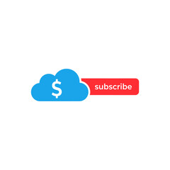 Cloud with dollar sign offers subscription service online, representing digital payments and recurring revenue streams in a modern, minimalist style.