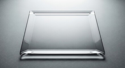 Sleek modern glass tray on geometric grey surface for elegant product showcase or stylish design presentation, adds a touch of refined sophistication and contemporary flair