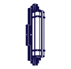 Decorative art deco wall sconce vector illustration in dark blue on white background