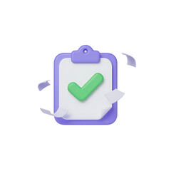 Qulityful Clipboard with Checkmark 3D Icon