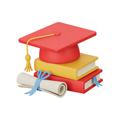 Education 3D Icon Set – Graduation Cap, Diploma, Books, University