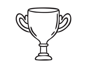 Golden trophy, hand drawn doodle, line art, monochrome, hand drawn