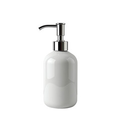 Obraz premium Elegant White Liquid Soap Dispenser on Isolated Background