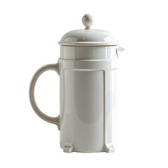 Obraz premium Elegant ceramic white French press coffee maker with lid and handle