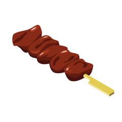 Yakitori chicken liver skewer with sauce - flat vector illustration, Japanese food icon