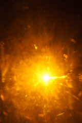 Abstract imitation sun starlight distant galaxy on a black background.