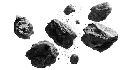 Gray rocks exploding in space