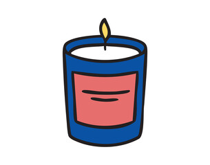Decorative scented candle in glass jar, hand drawn doodle