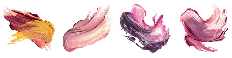 Colorful swirls of paint in various shades creating artistic expression on transparent background