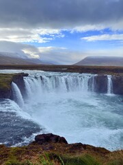 Godafoss Waterfall, Natural Wonder in Northern Iceland
