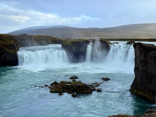 Godafoss Waterfall, Natural Wonder in Northern Iceland