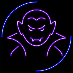 vampire neon sign, modern glowing banner design, colorful modern design trend on black background. Vector illustration.