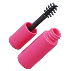 Pink mascara bottle with wand floating
