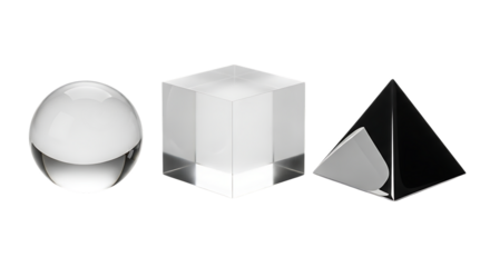 Transparent Geometric Shapes Sphere Cube Pyramid clear