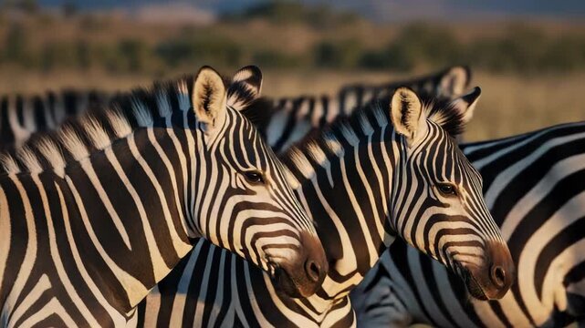Close-up of zebra stripes in the african savannah