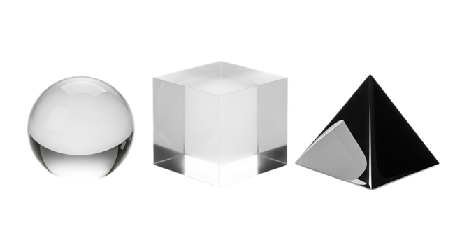 Transparent Geometric Shapes Sphere Cube Pyramid clear