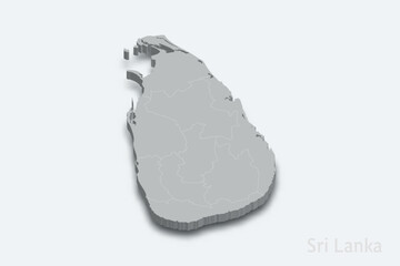 Sri Lanka 3d map with borders regions