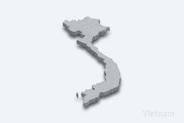 Fototapeta premium Vietnam 3d map with borders regions