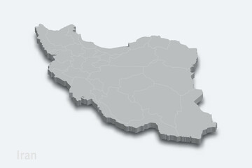 Fototapeta premium Iran 3d map with borders regions