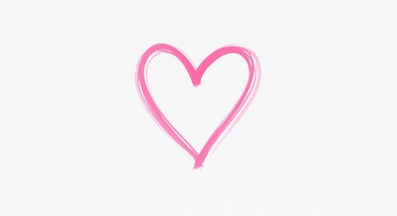 A hand-drawn pink heart on white conveys love, affection, or a playful message, perfect for Valentine's Day promotions, romantic cards, or cheerful branding elements.
