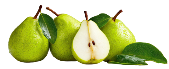 Fresh pears with leaves