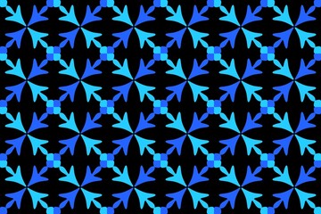 Abstract Blue Geometric Floral Seamless Pattern