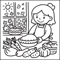 Cozy girl season black and white coloring pages with Christmas, fall, autumn, and winter elements for adults and teens.